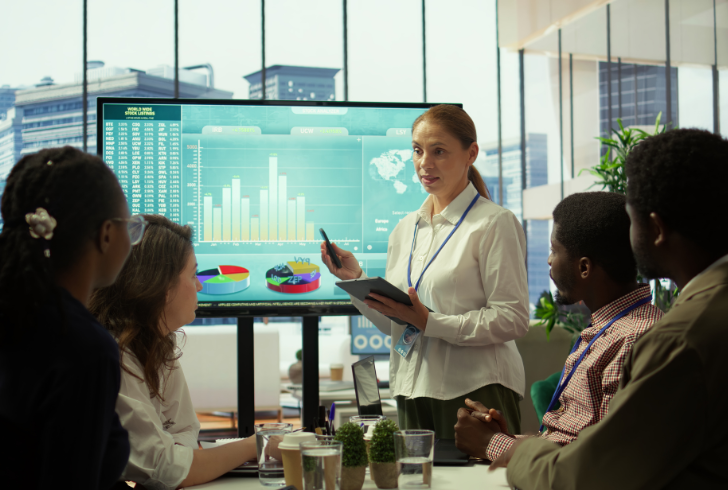 Government budget meeting with charts