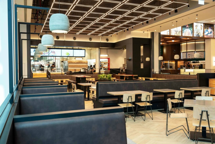 Empty tables inside a modern restaurant