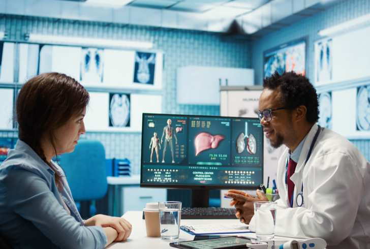 Doctor discussing liver test results with the patient