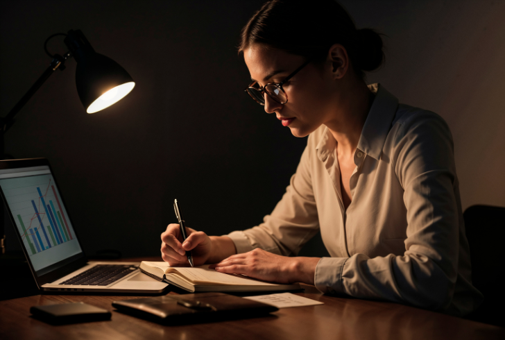 Person organizing long-term savings plan