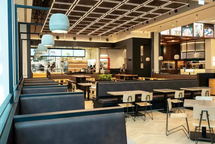 Empty tables inside a modern restaurant